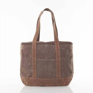 NEW CB STATION women's waxed canvas large lunch tote cooler bag in olive with kh